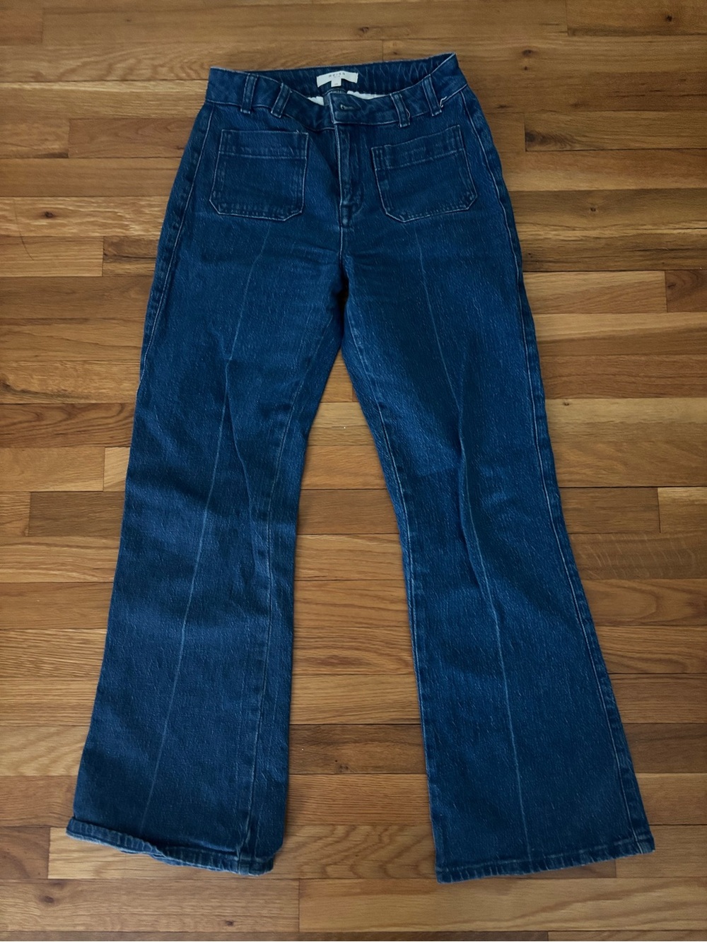 Reiss Dark Blue Wide-Leg Denim Jeans
